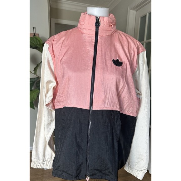 Adidas Originals Colorblock Windbreaker Jacket Pink Black Cream Women's S NWT - Picture 4 of 12
